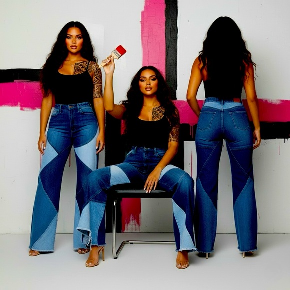 Patch Me Up Flare Jeans – Triple Tone Statement - Picture 1 of 9